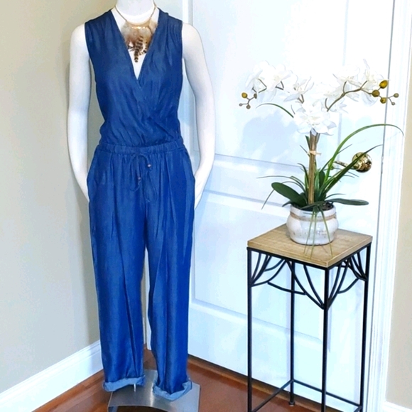 easel Pants & Jumpsuits Nwot Easel Chambray Sleeveless Jumpsuit